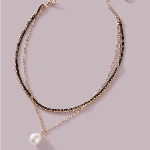 • Katrina • Layered Pearl Charm Necklace - Picture 2 of 3
